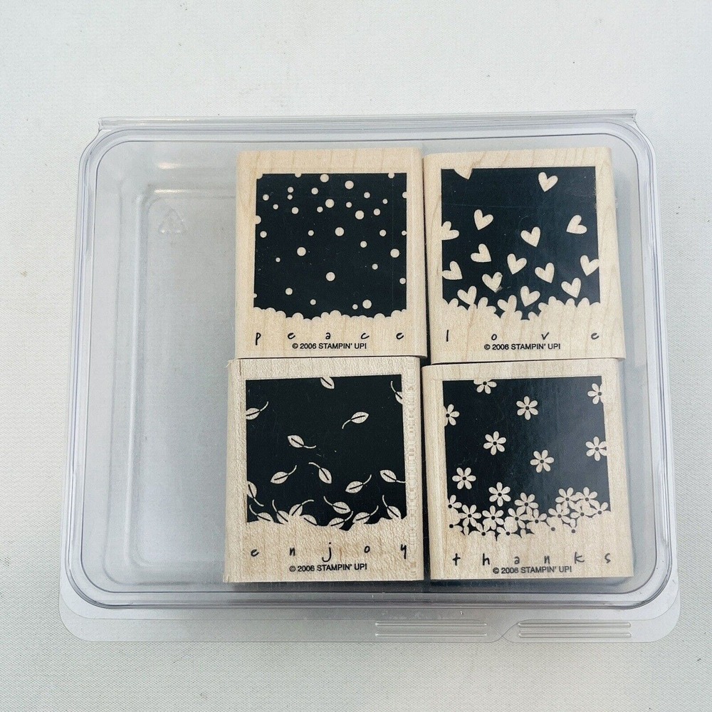 Stampin' Up Gently Falling 4 Stamp Set Peace Love Thanks Enjoy 2006